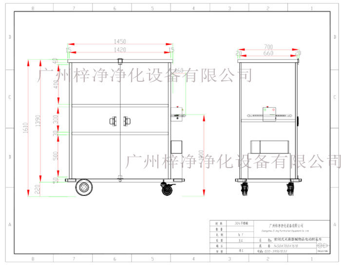 密閉式滅菌器械物品電動轉(zhuǎn)運(yùn)車方案設(shè)計(jì)示意圖